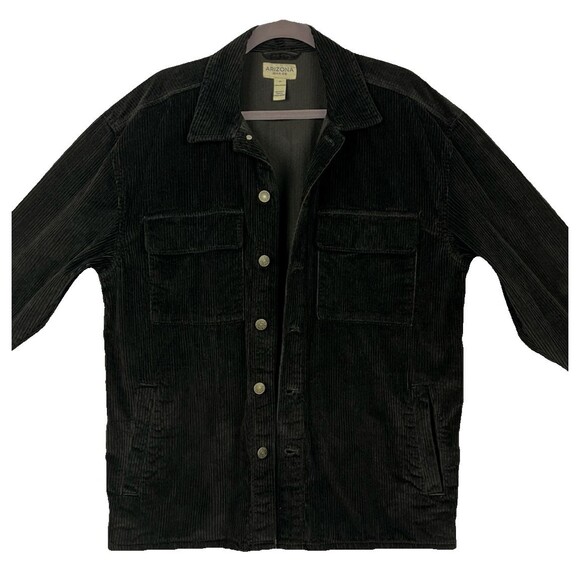 Black Corduroy Shirt Jacket Men’s SZ M Pockets Cotton Casual Streetwear Retro - Picture 4 of 13